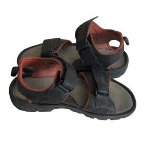 ROCKPORT Sandals Rocklake Flat Adjustable Straps Black Leather Mens Size 10